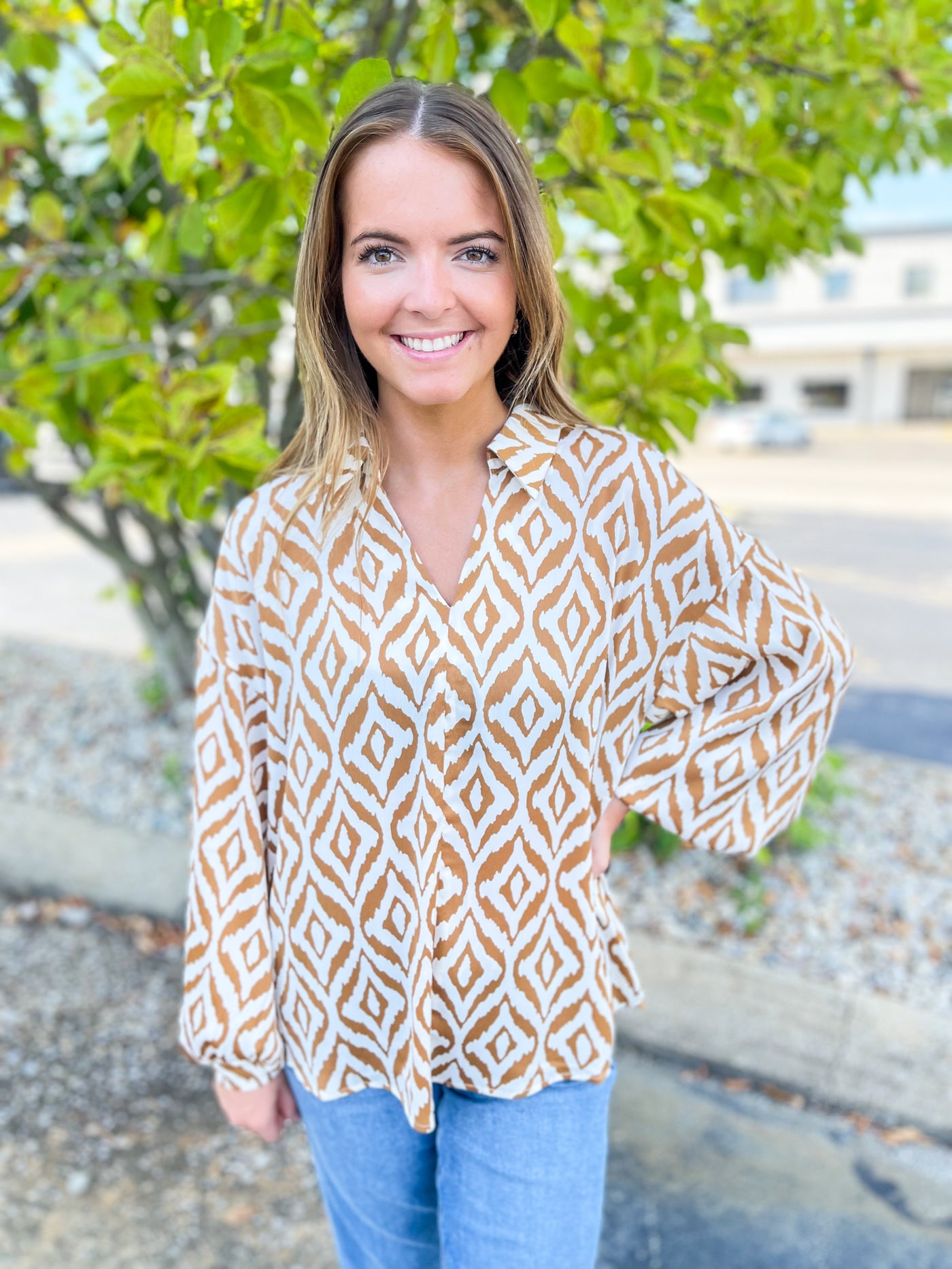 Taupe Print Shawna Top