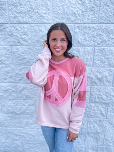 Pink Peace Patch Pullover