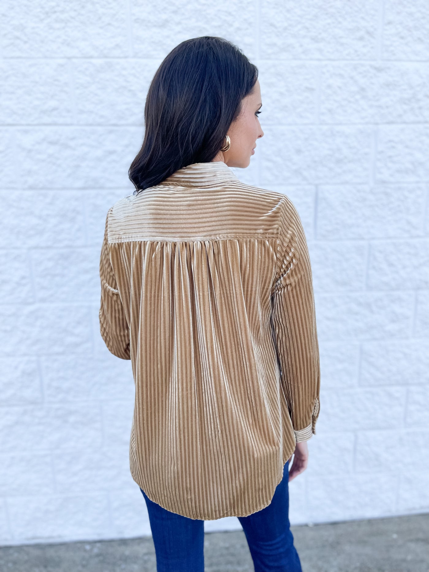 Taupe Textured Velvet Top