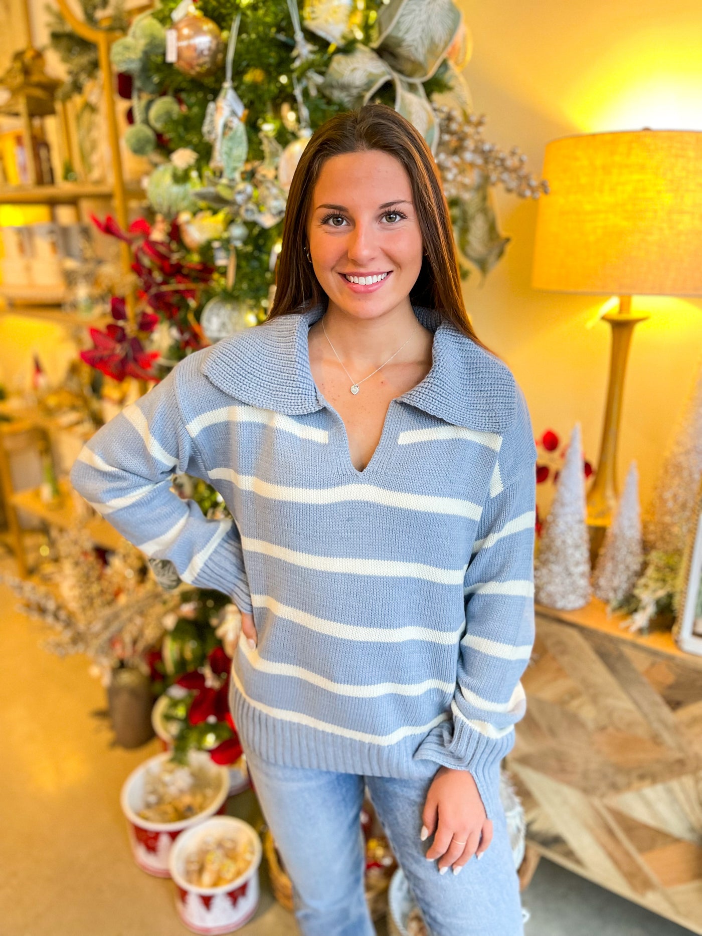 Blue/ White Stripe Beth Sweater