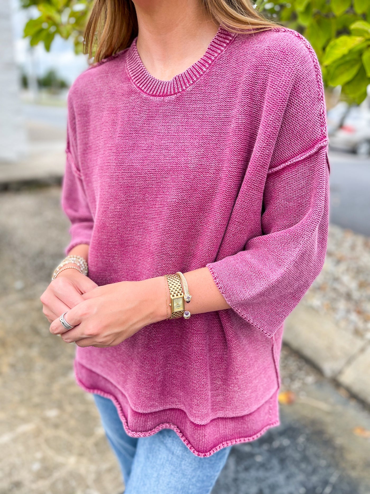 Boysenberry Half Sleeve Avery Sweater