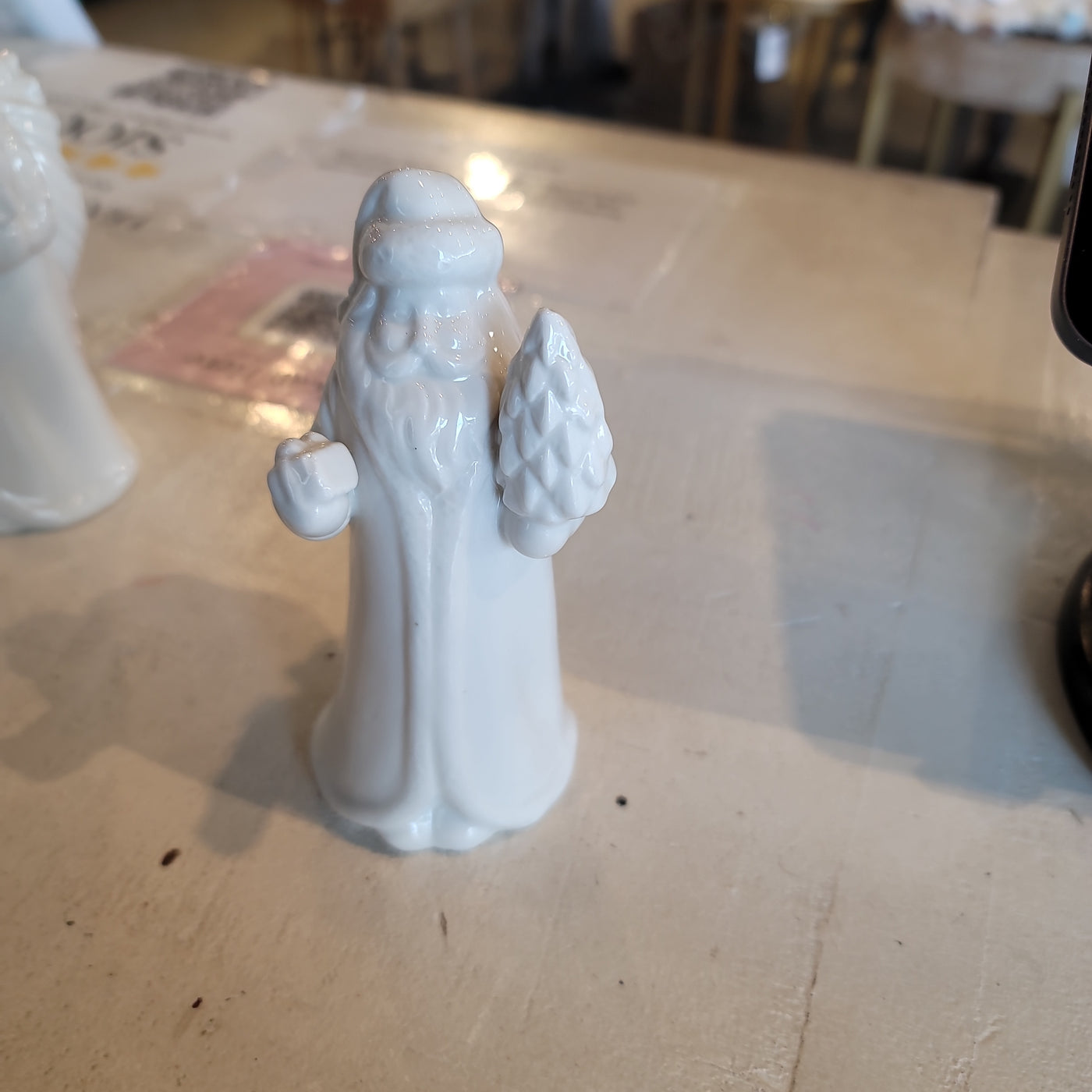 White stoneware santa
