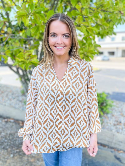 Taupe Print Shawna Top