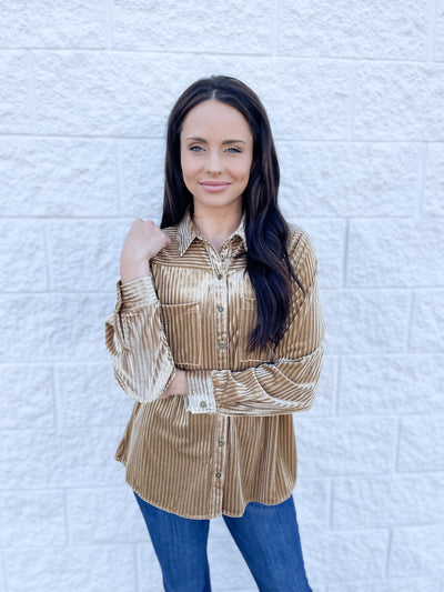 Taupe Textured Velvet Top