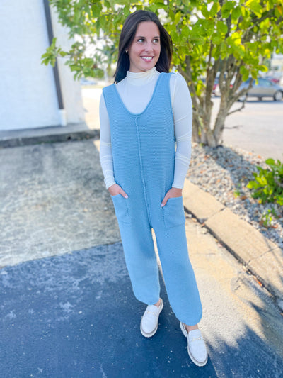 Blue Crocheted Jumpsuit