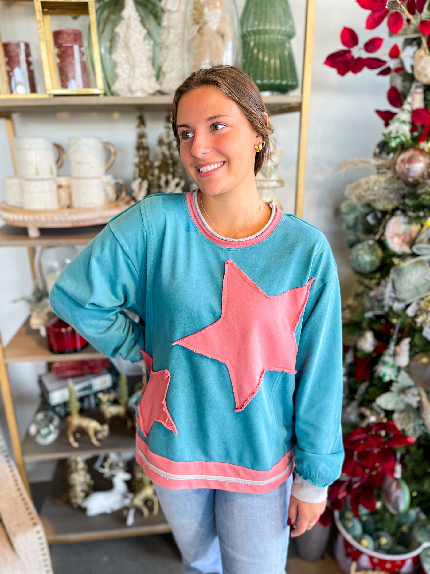 Jodifl Teal Star Top