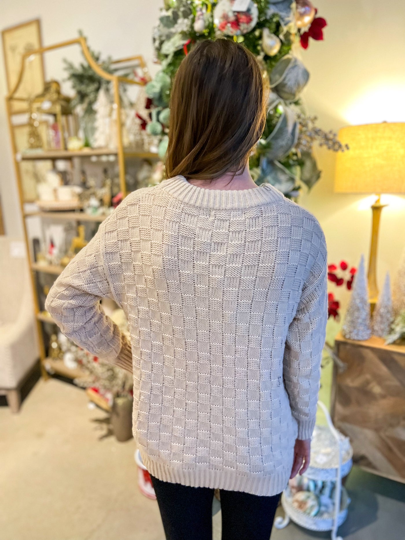 Oatmeal Basket Weave Julie Sweater