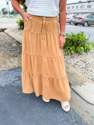 Camel Linen Zoe Skirt