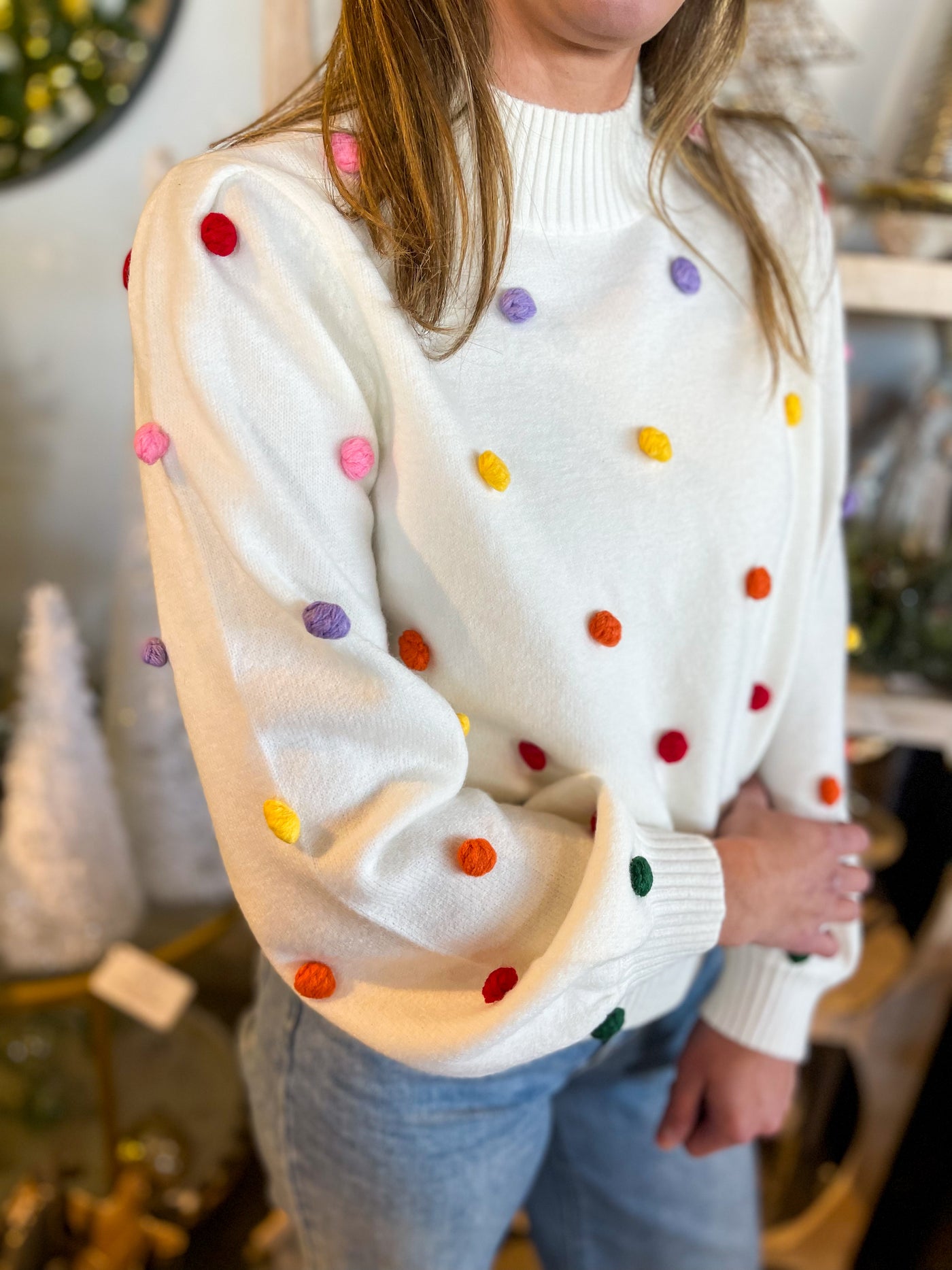 Ivory Pastel Dot Sweater