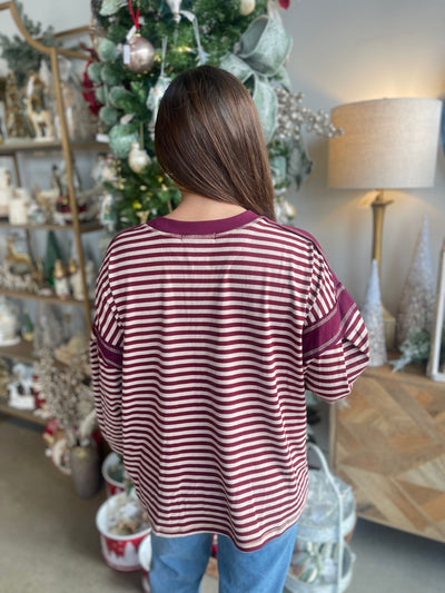 Dolly Burgundy Drop Shoulder Top