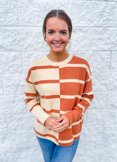 Terra Cotta Color block Melinda Sweater