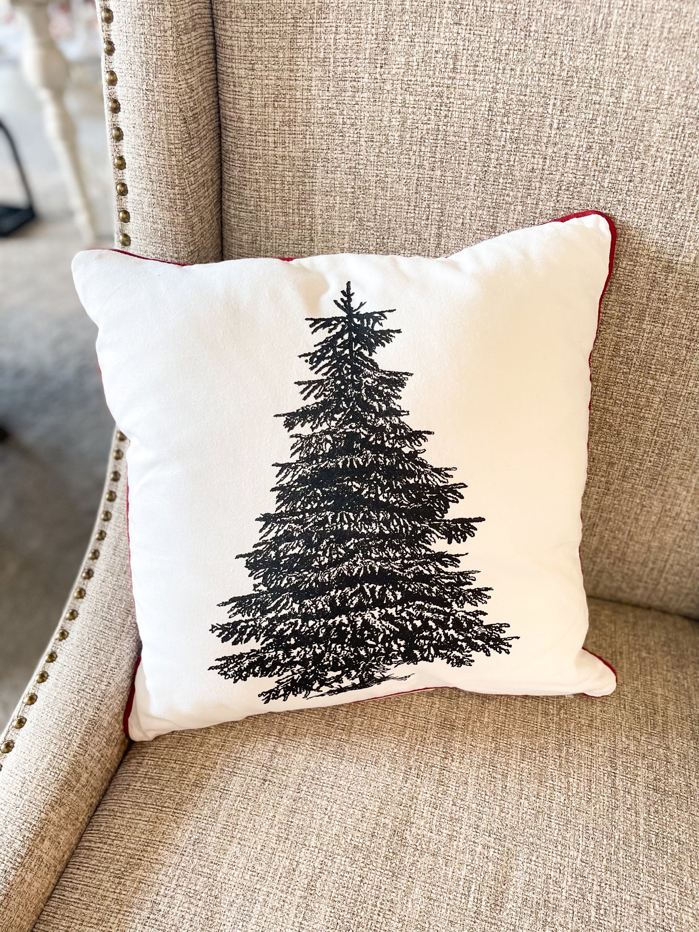 B&W Christmas Tree Pillow