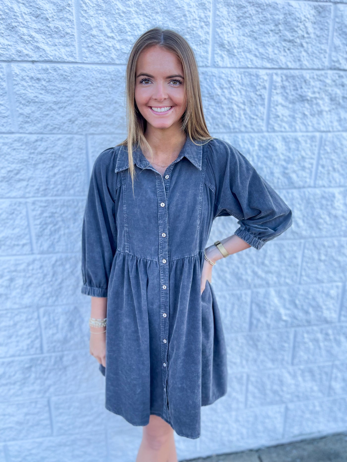 Umgee Grey Asher Dress