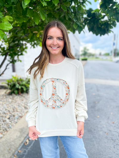 Ecru Easel Peace Sign Pullover