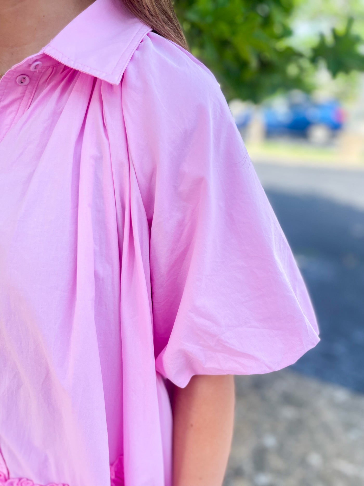 Cool Pink Natia Balloon Sleeve Dress