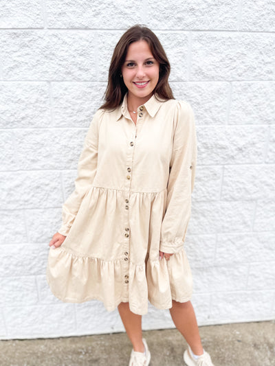 Taupe Button Up Dress