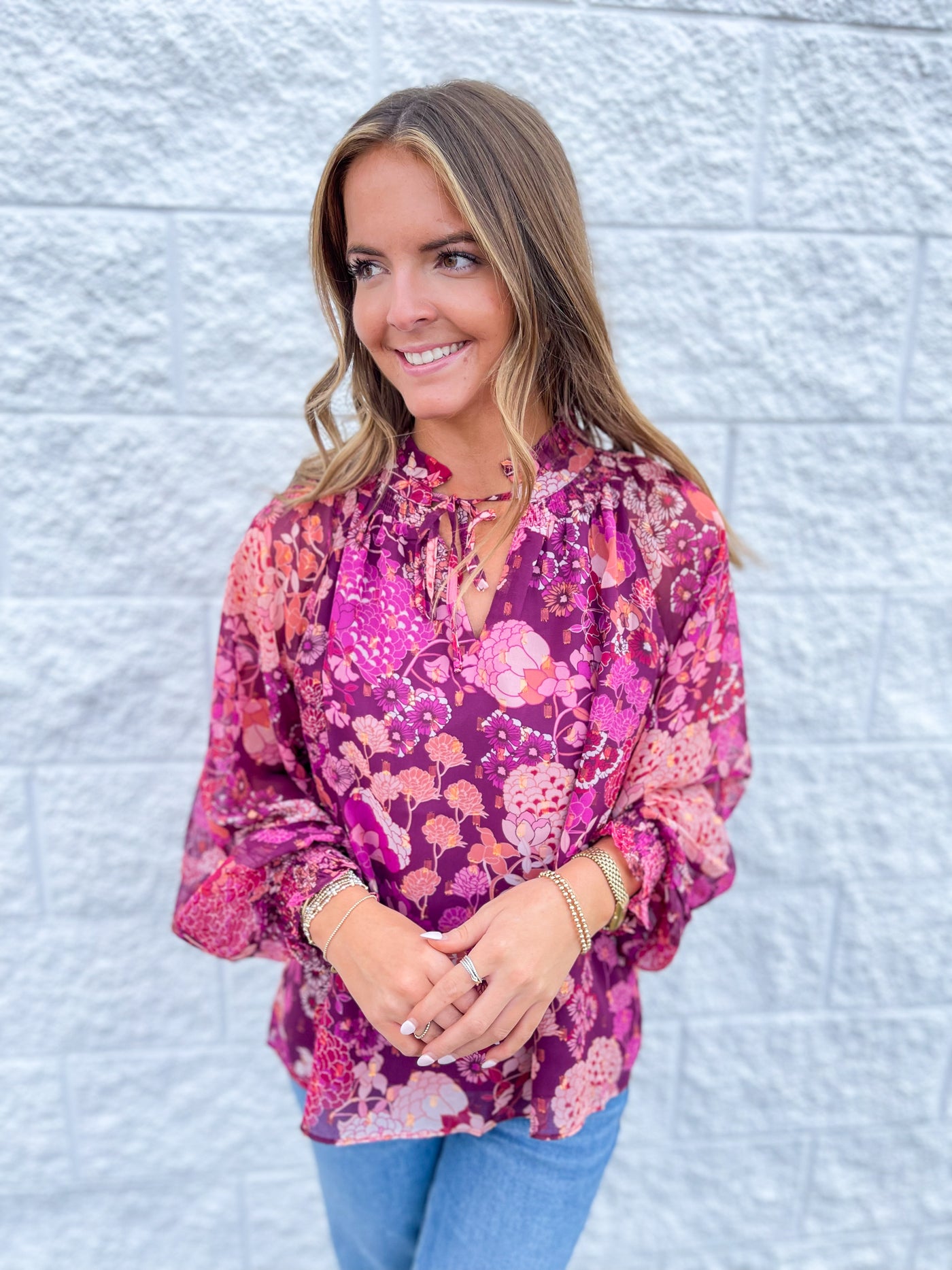 Maroon Multi Gracelynn Blouse