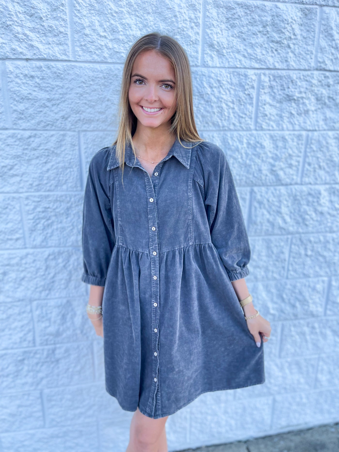 Umgee Grey Asher Dress