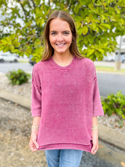 Boysenberry Half Sleeve Avery Sweater