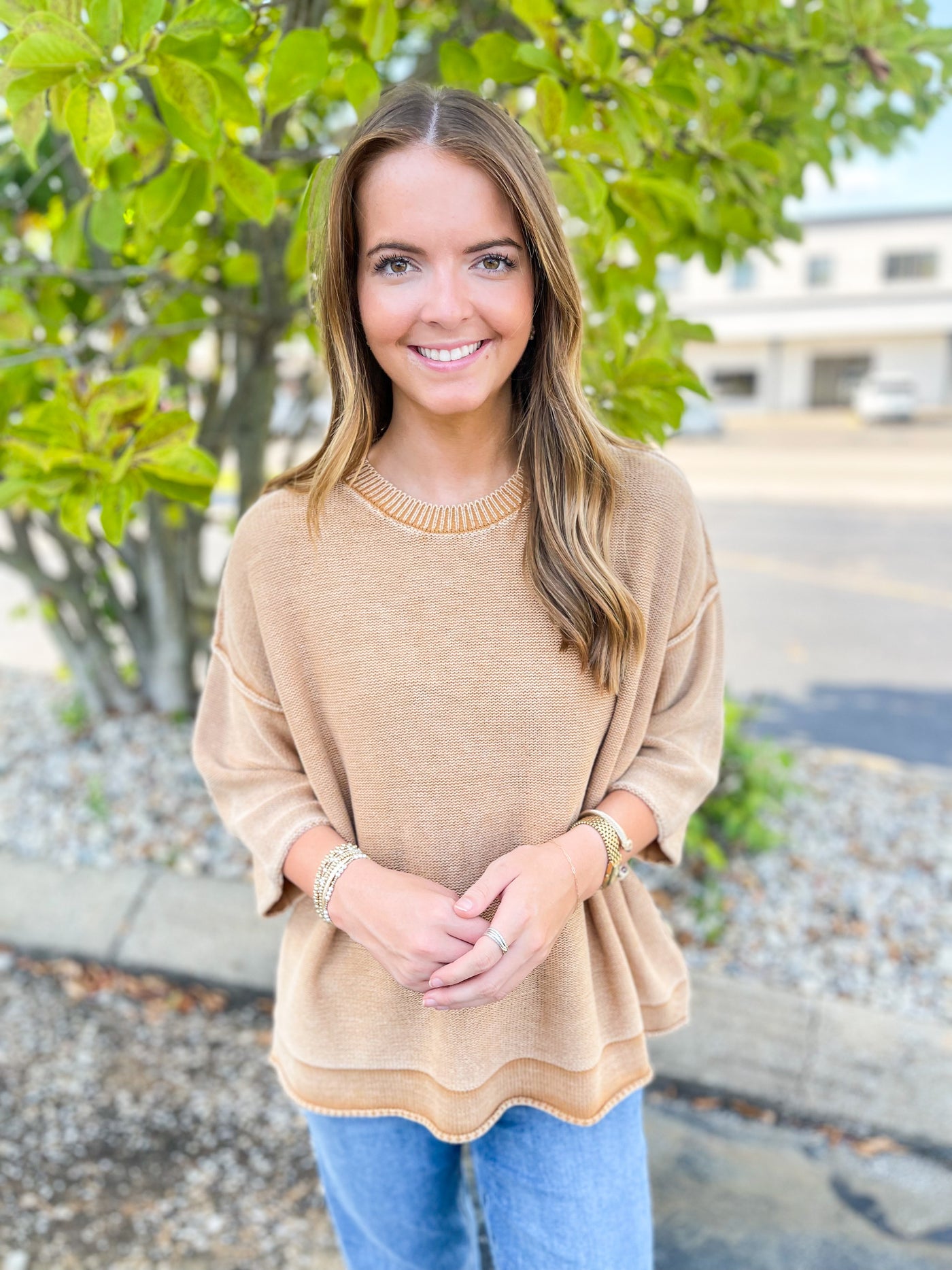 Latte Half Sleeve Avery Sweater