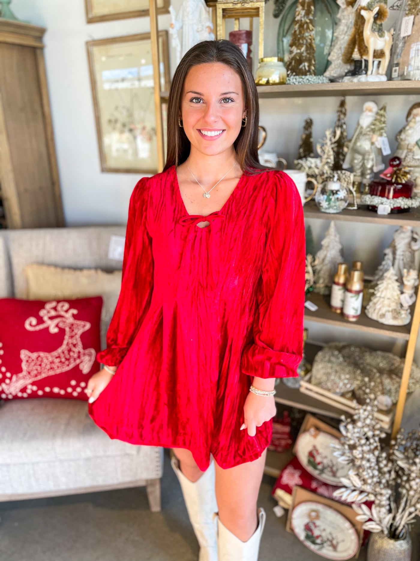 Serena Red Velvet Mini Flare Dress