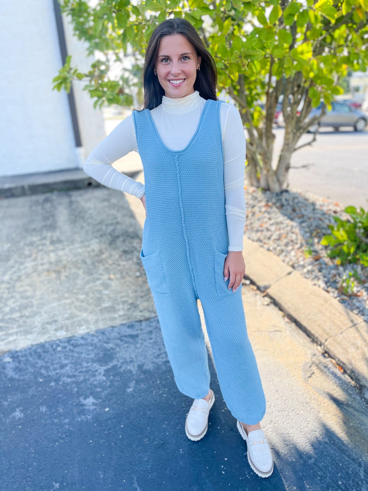 Blue Crocheted Jumpsuit