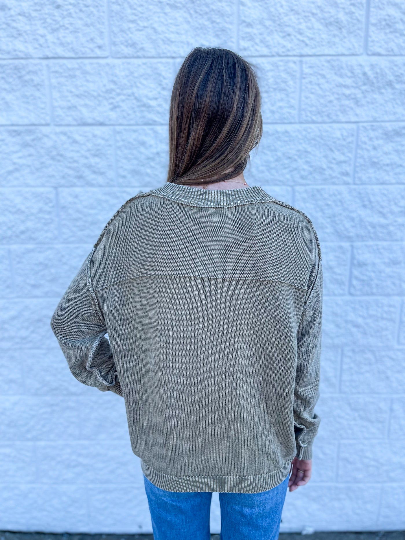 Easel Faded Olive Charlie Sweater