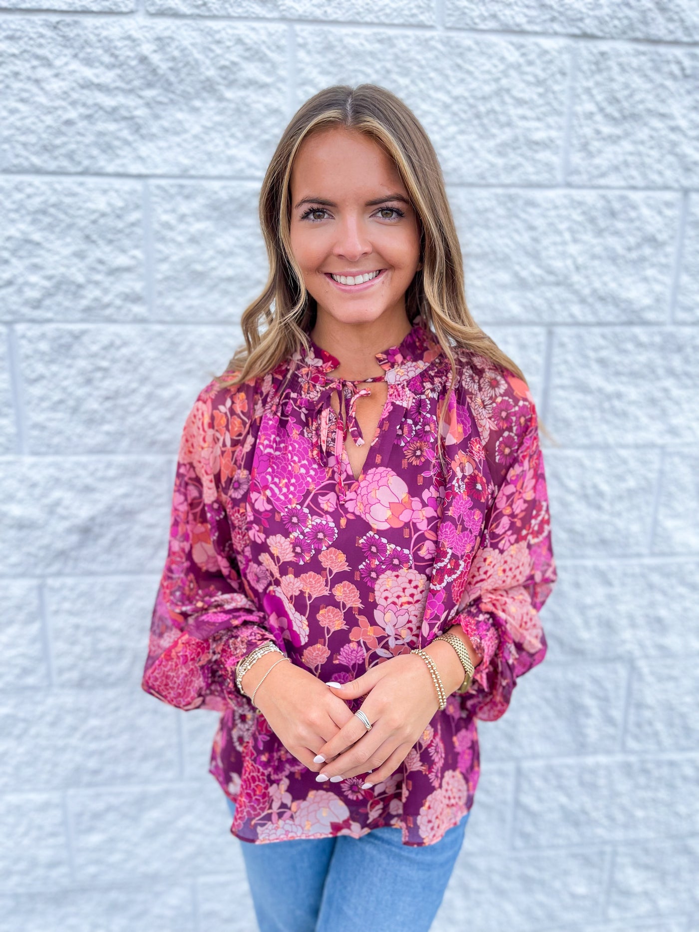 Maroon Multi Gracelynn Blouse