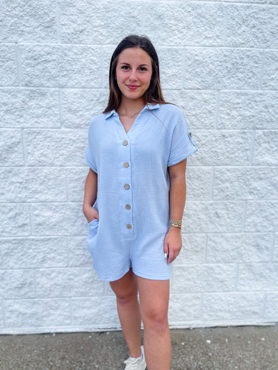 Sky Blue Gauze Ember Romper