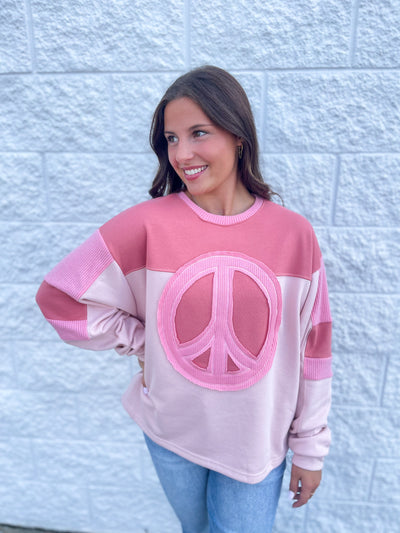 Pink Peace Patch Pullover