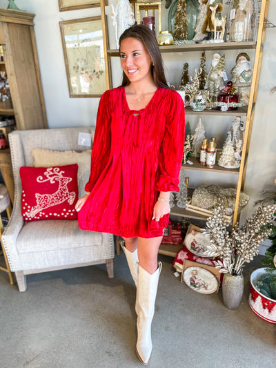 Serena Red Velvet Mini Flare Dress