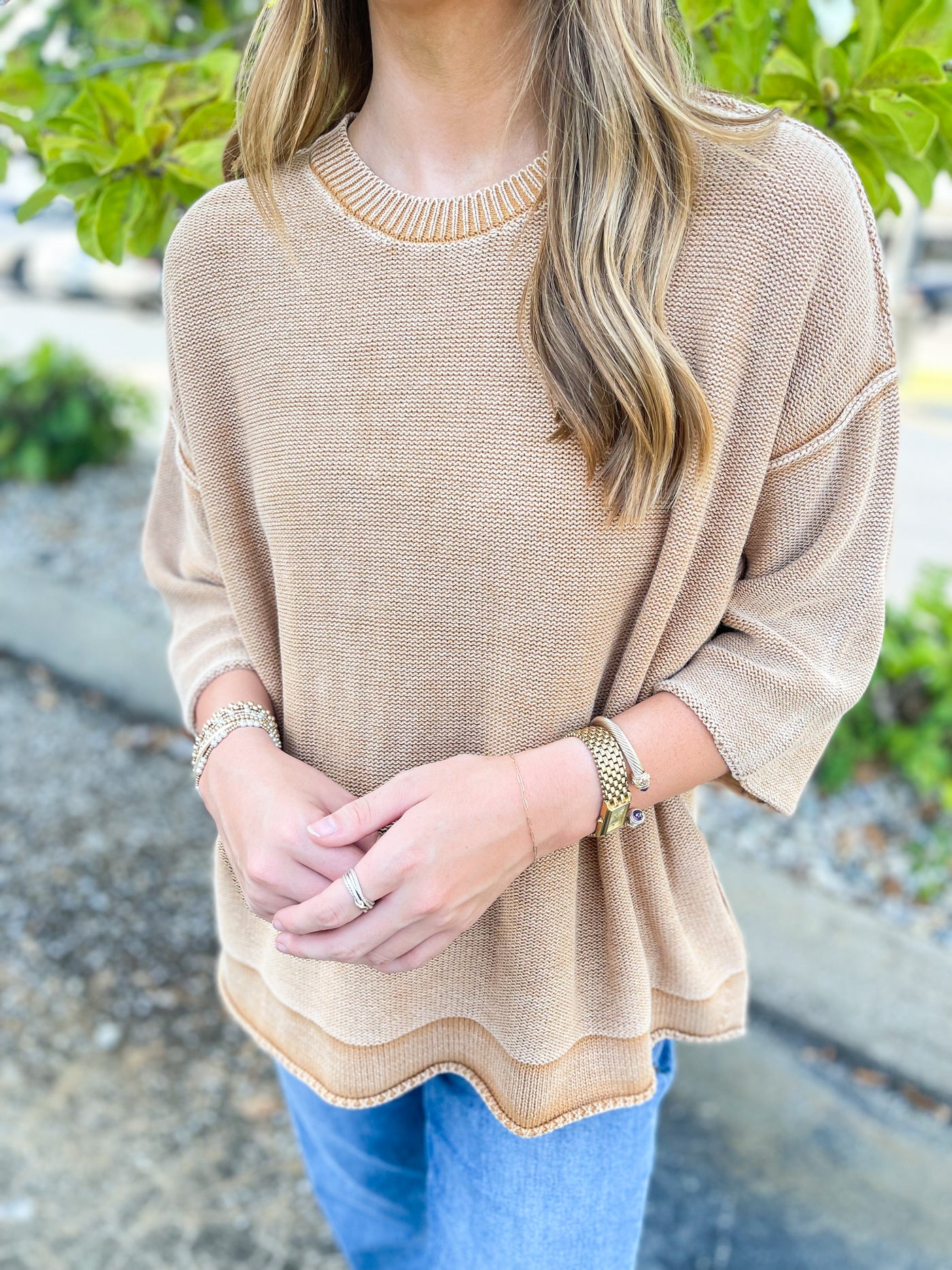 Latte Half Sleeve Avery Sweater