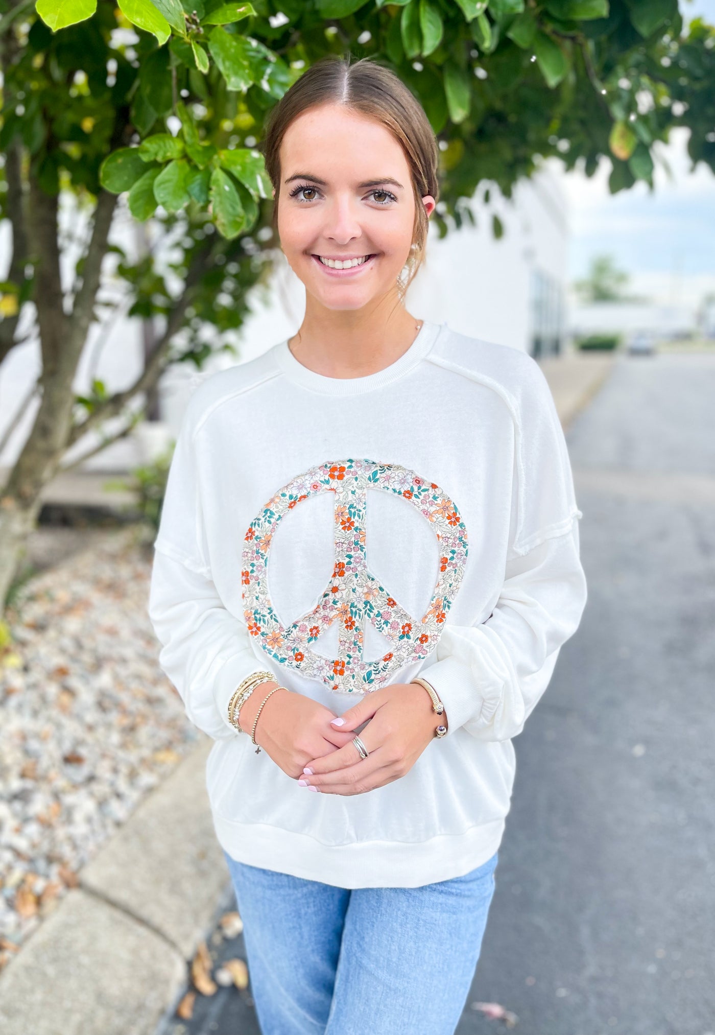 Ivory Peace Sign Pullover