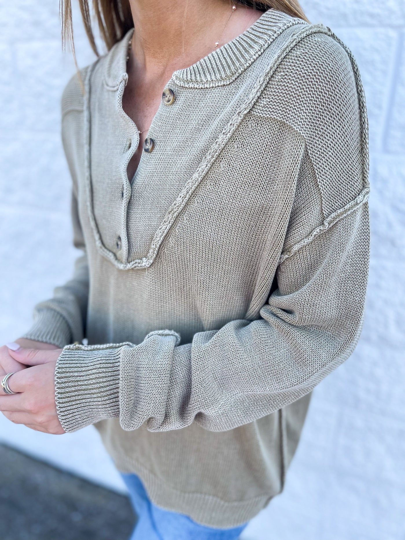 Easel Faded Olive Charlie Sweater