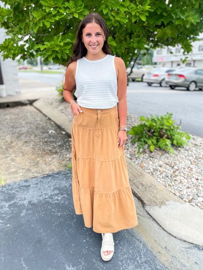 Camel Linen Zoe Skirt