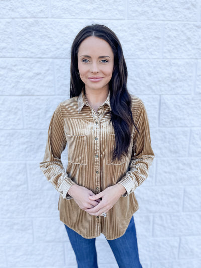 Taupe Textured Velvet Top