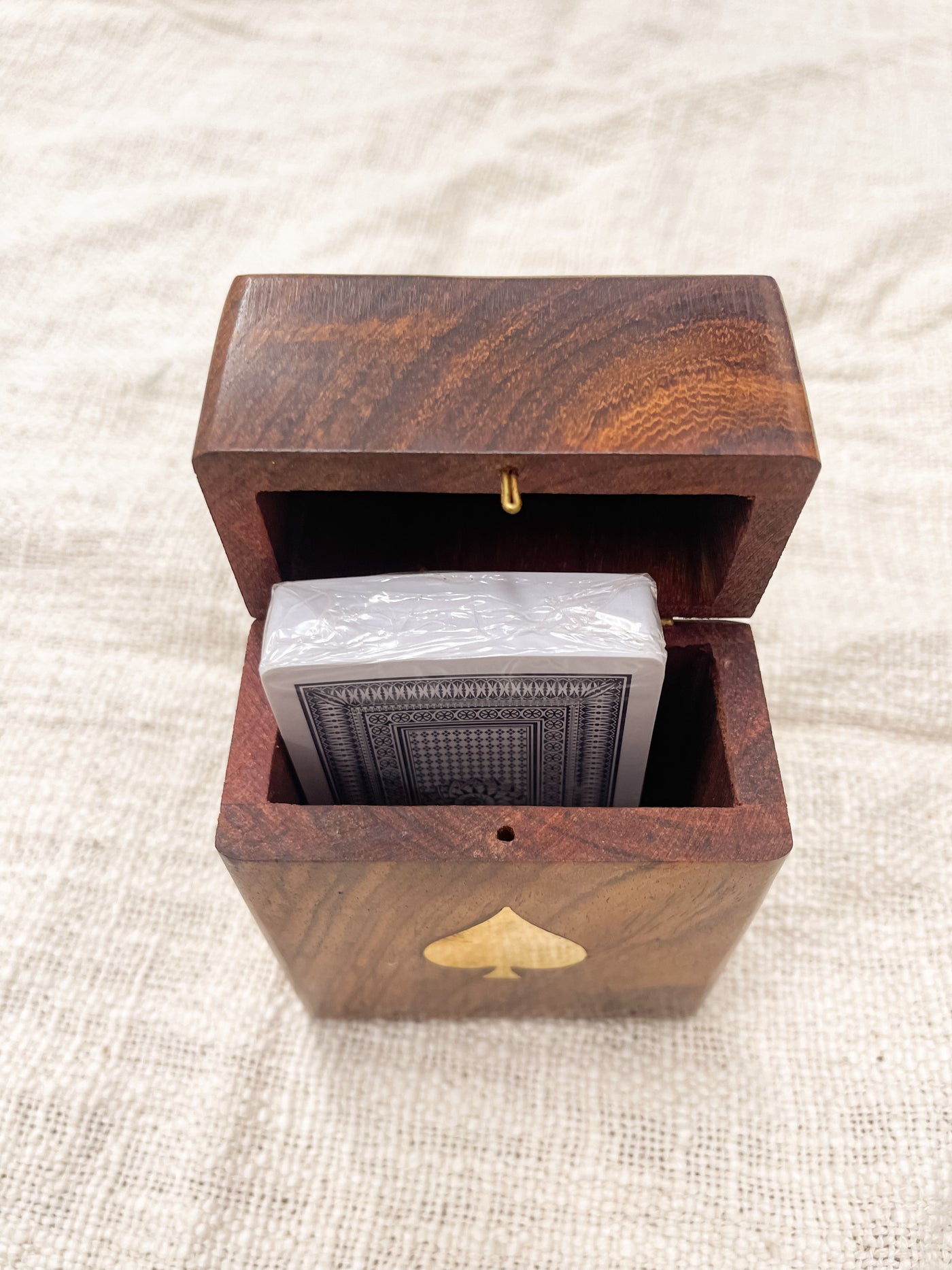 Wood Crafted Playing Card Set In Wooden Box