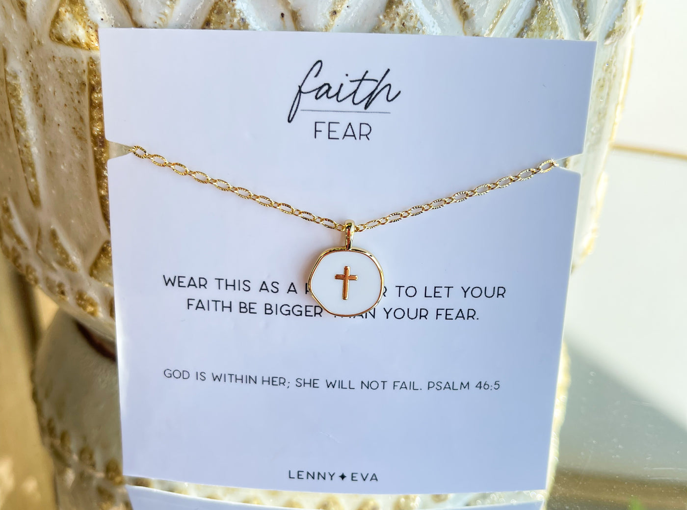 Faith Over Fear Cross Necklace