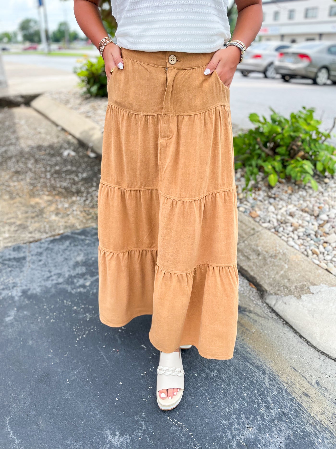 Camel Linen Zoe Skirt