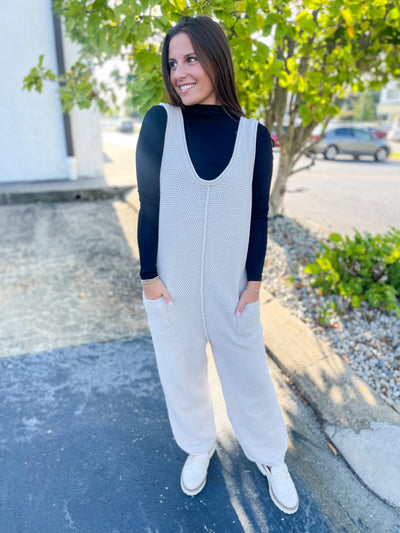 Taupe Crocheted Jumpsuit