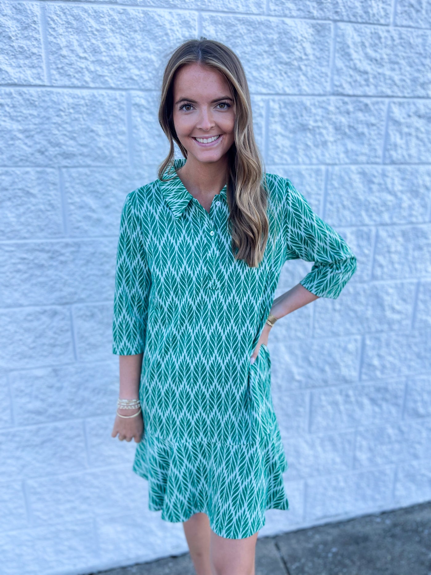 Voy Green Knit Flare Dress