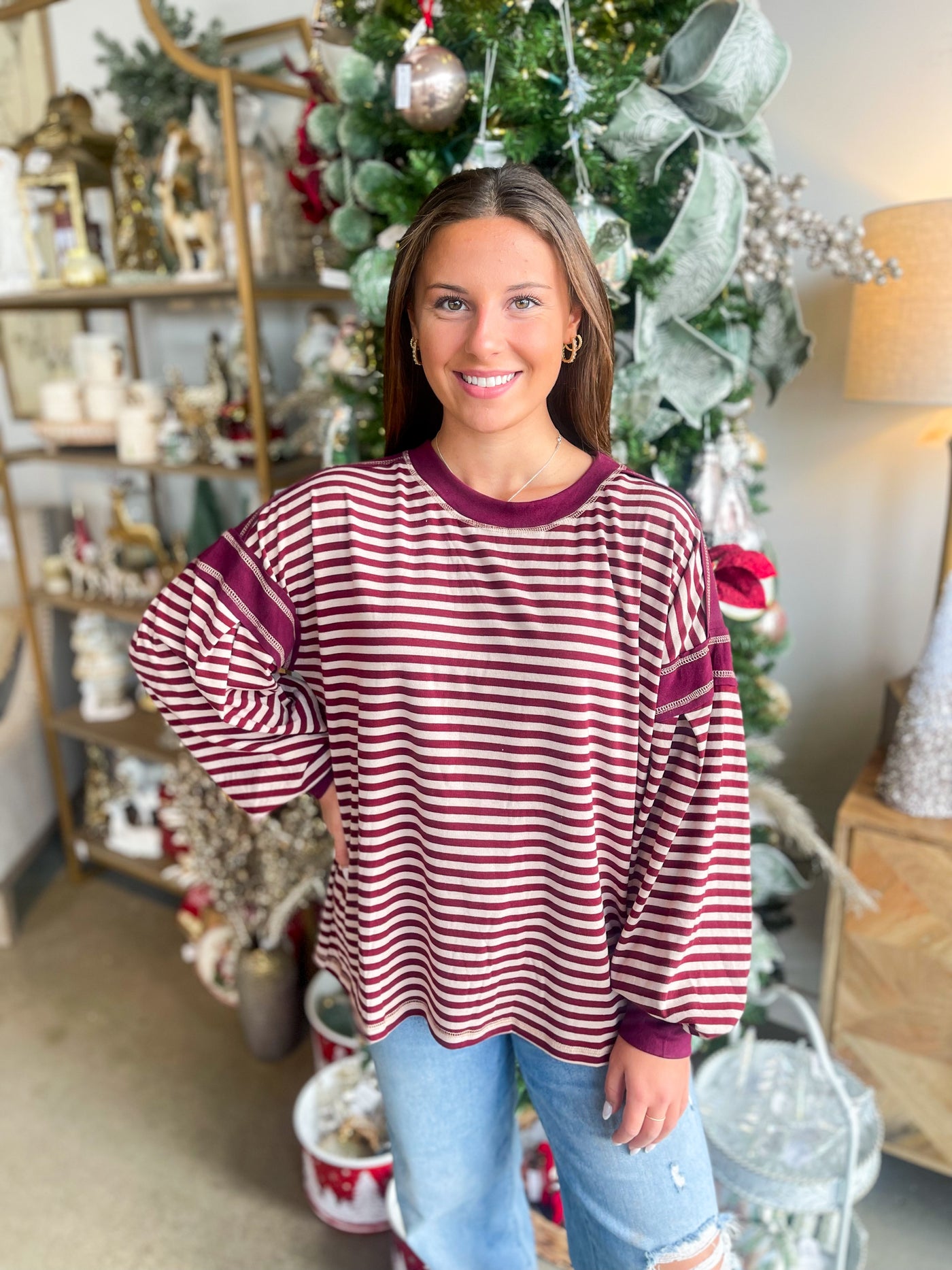 Dolly Burgundy Drop Shoulder Top