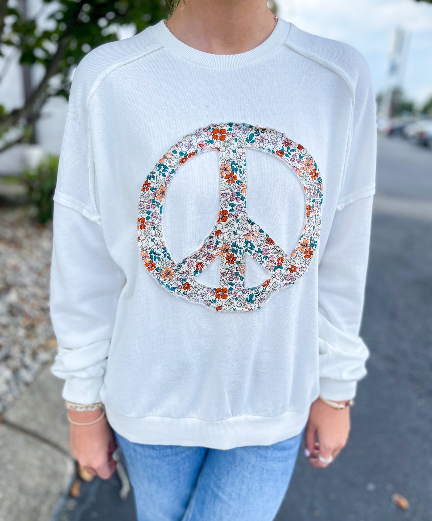 Ivory Peace Sign Pullover