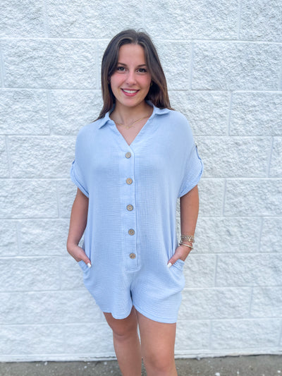 Sky Blue Gauze Ember Romper