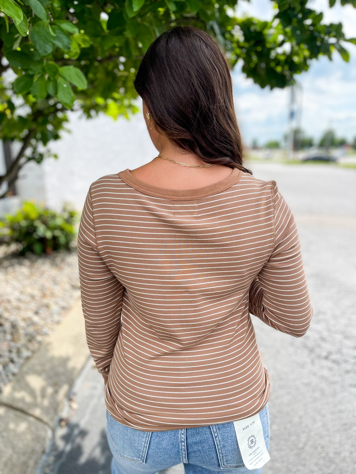 Toasted Coconut Stripe Stacy Top