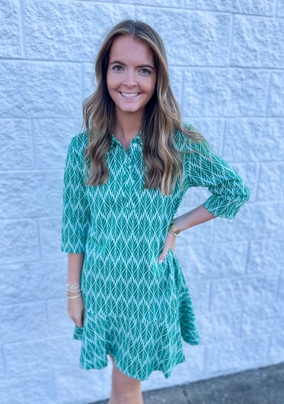 Voy Green Knit Flare Dress