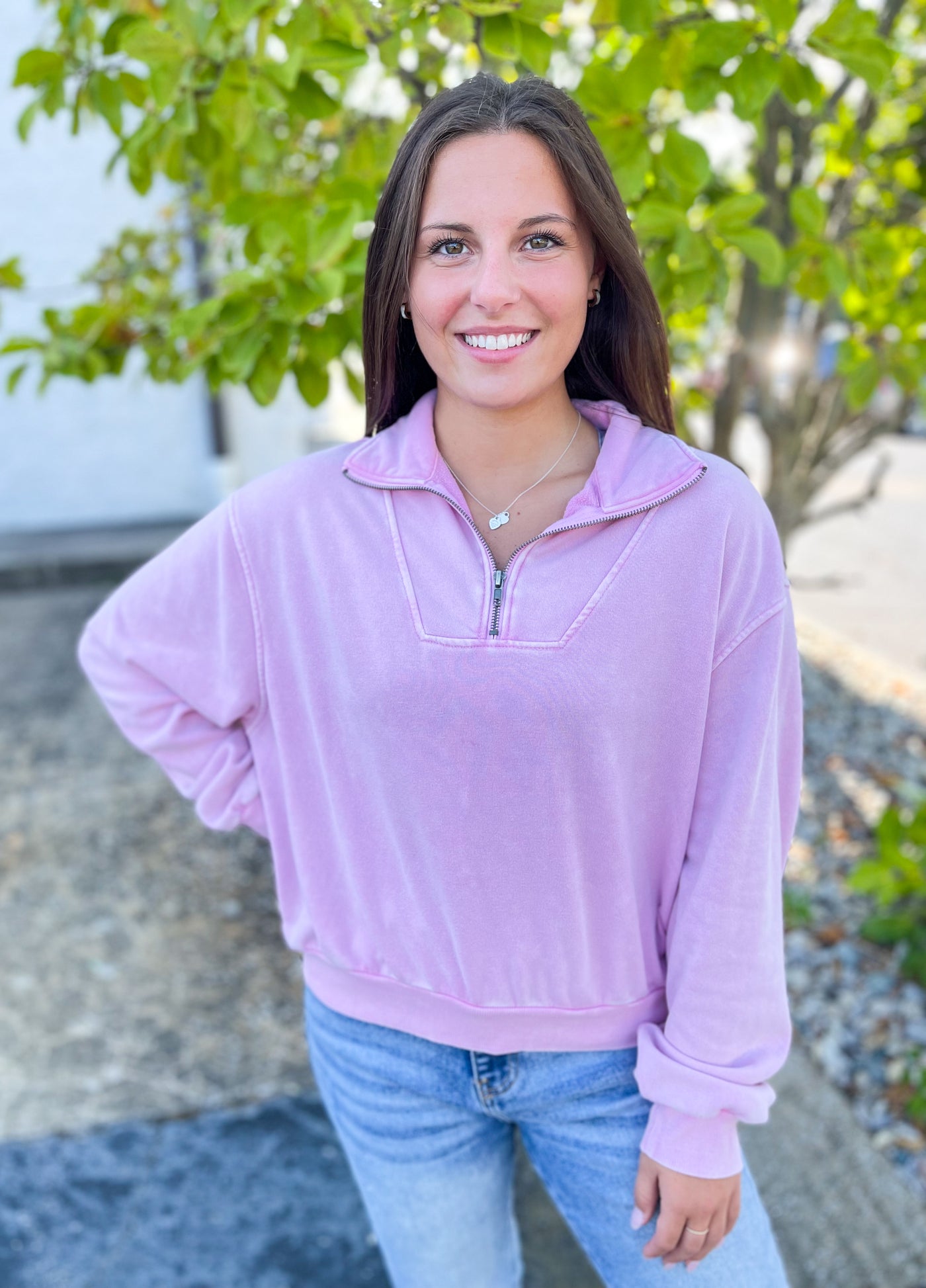 Pink Portia Zip Up Pullover