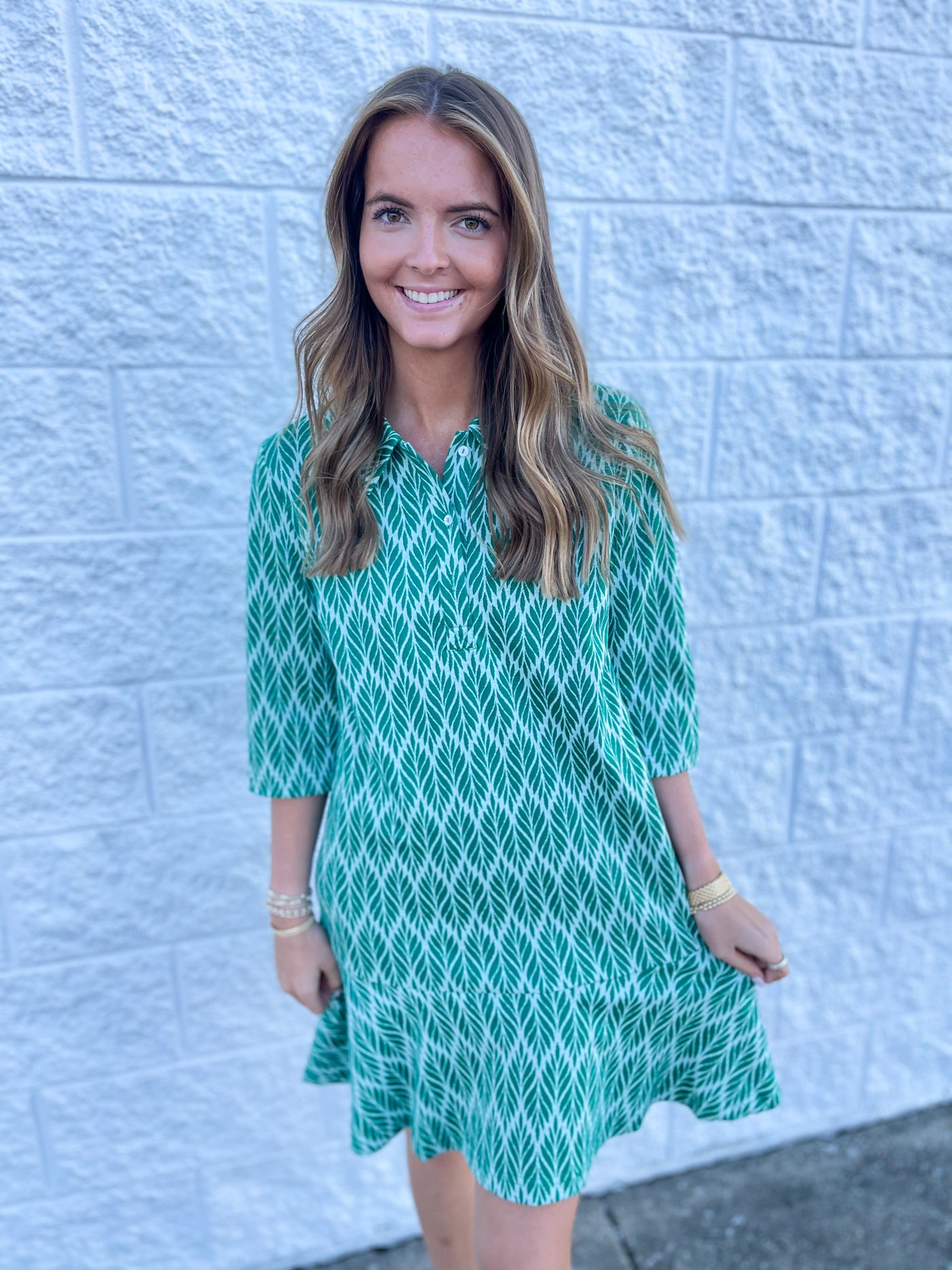 Voy Green Knit Flare Dress