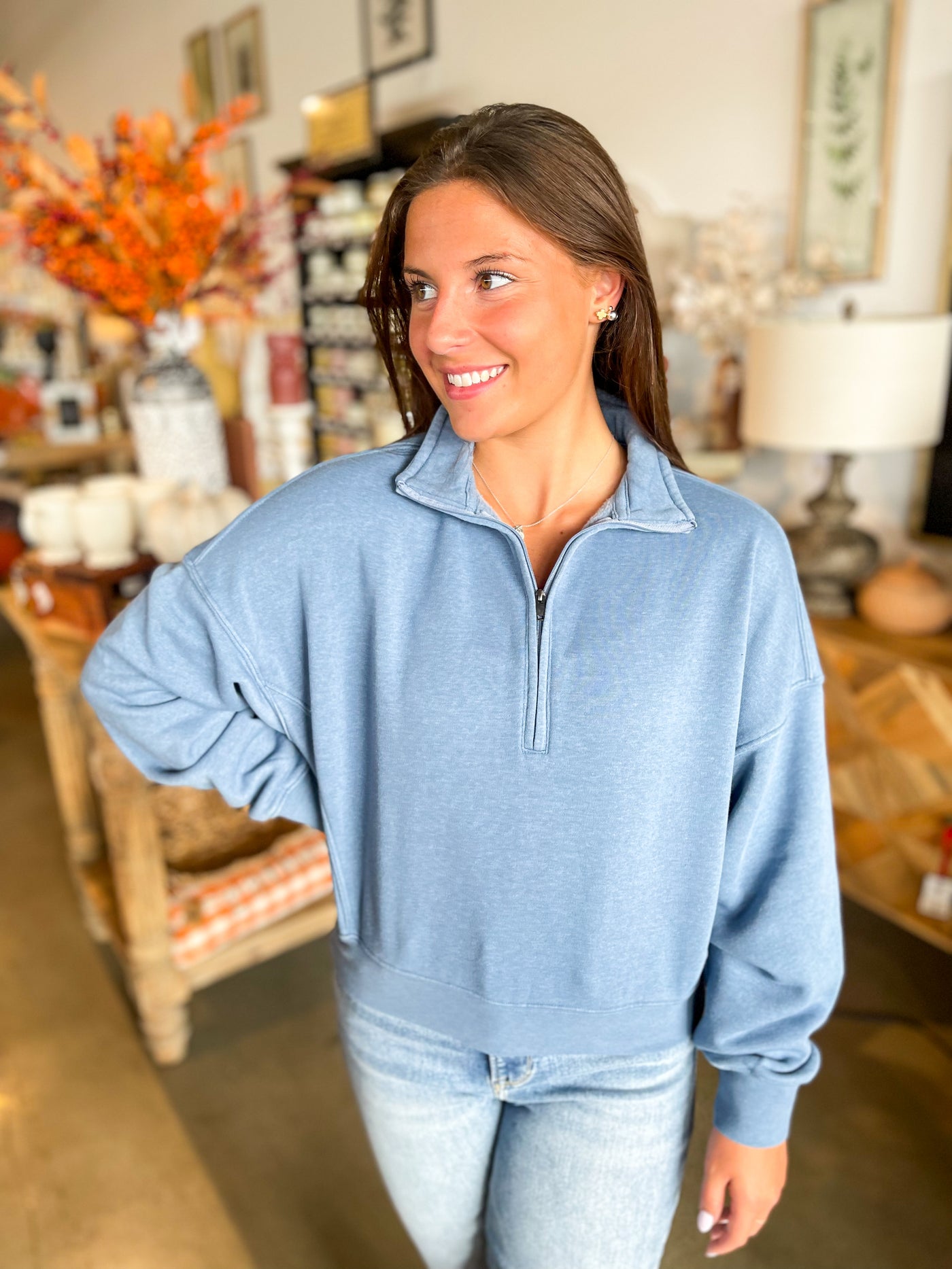 Blue Myriam Zip Sweatshirt