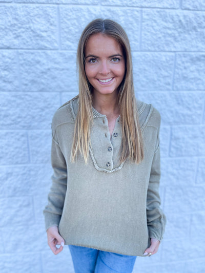 Easel Faded Olive Charlie Sweater